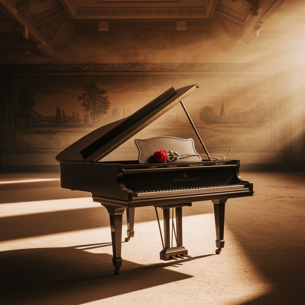 Melancholic Piano in Abandoned Ballroom