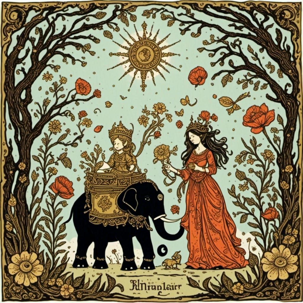 Elephant Folk Art Digital Print