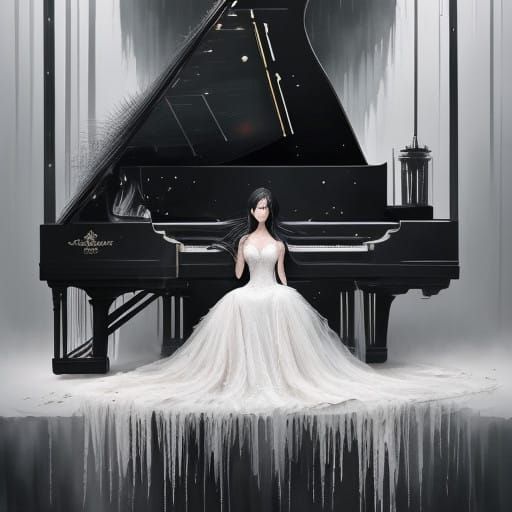 Ethereal Grand Piano Solo in Dreamlike Watercolor Style