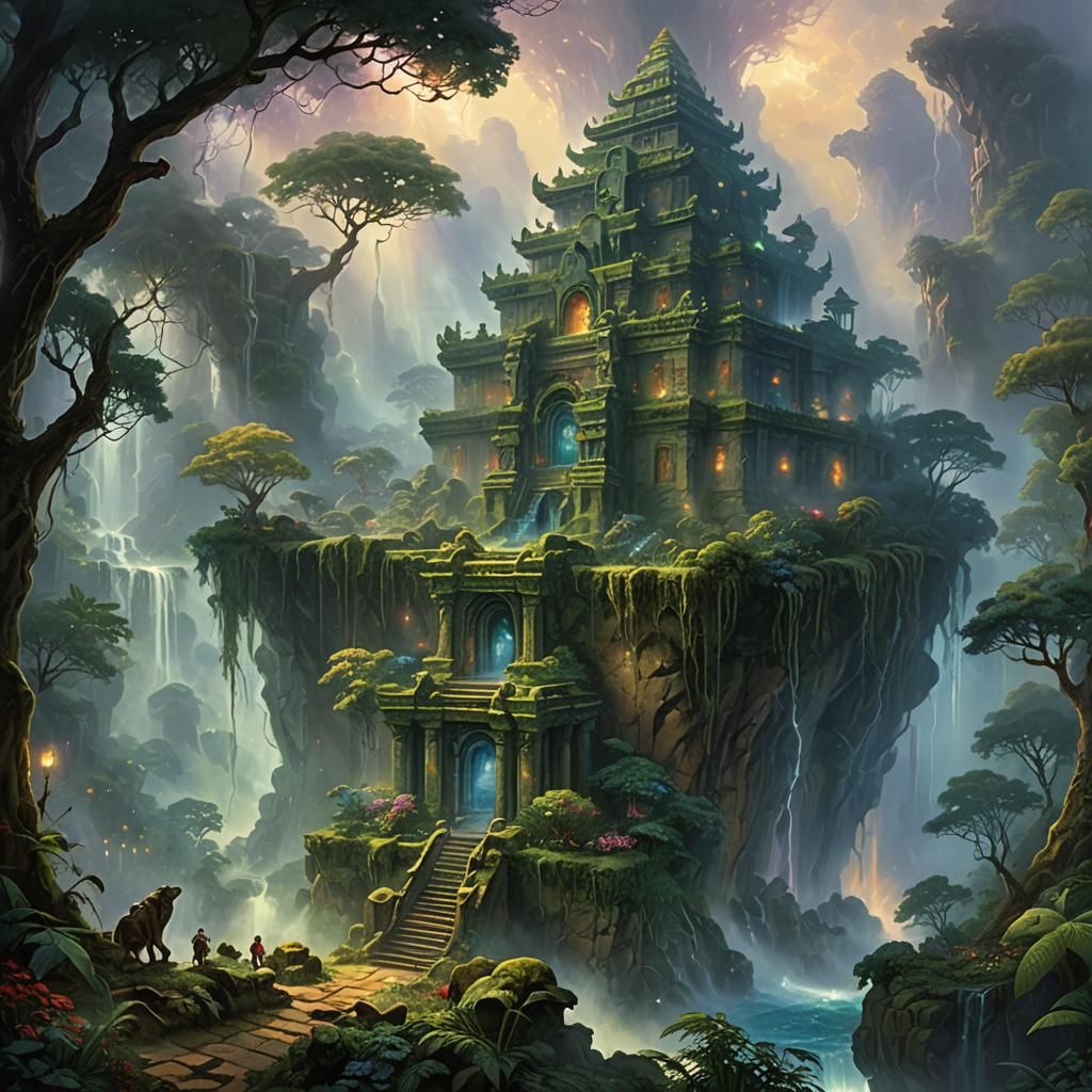Electric Entity Destroys Jungle Temple: Ethereal Fantasy