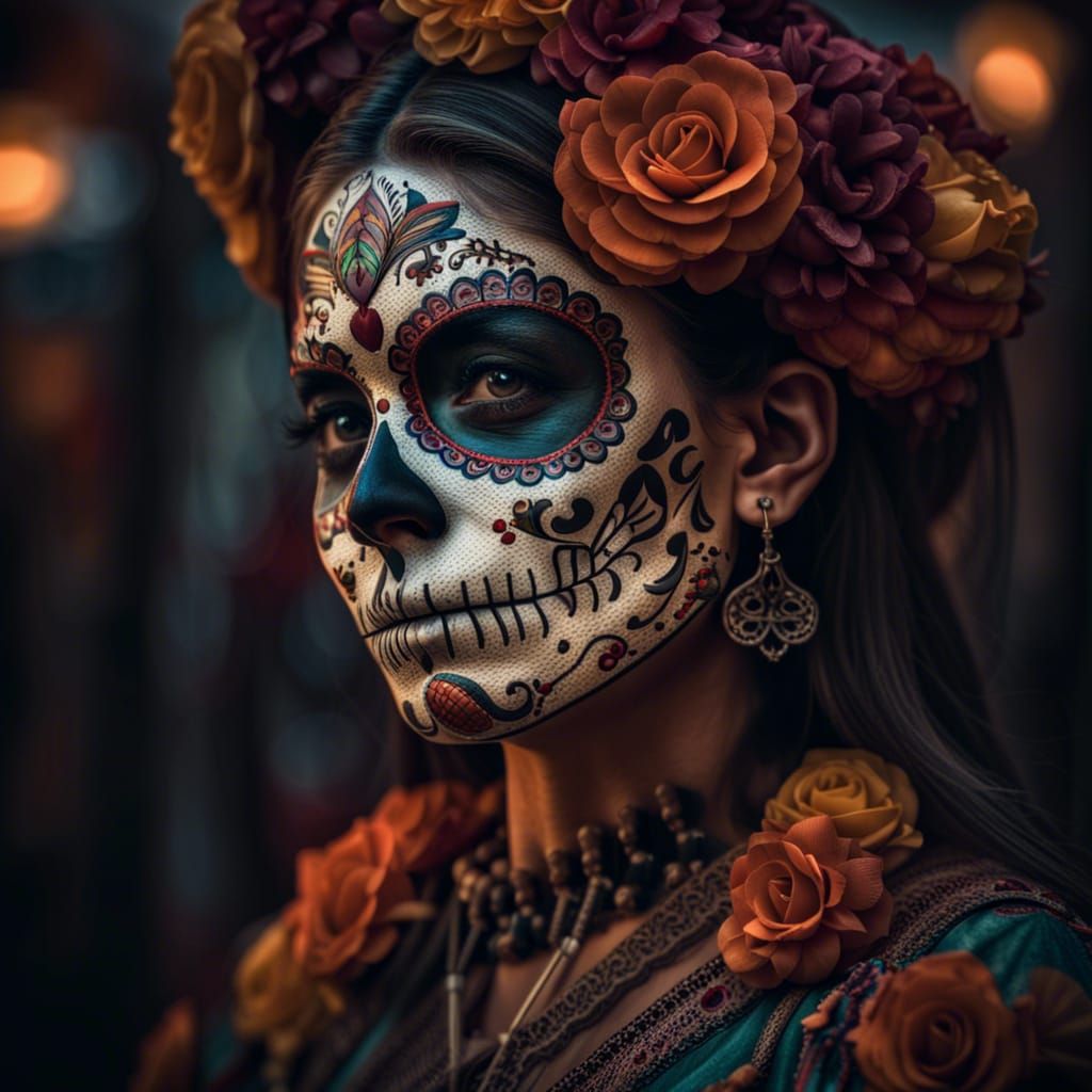 Día de los Muertos Celebration in Hyperrealistic Style