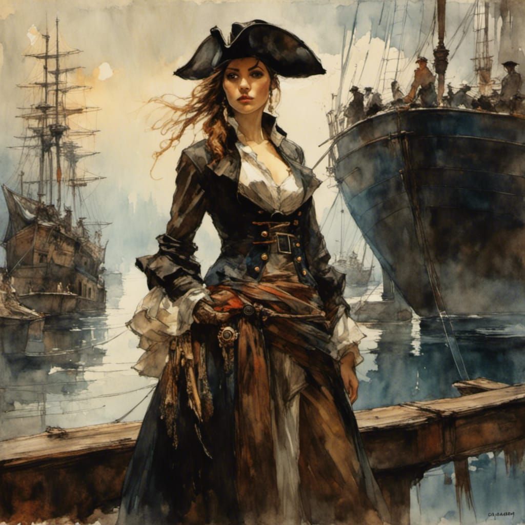 Female Pirate on the Dock