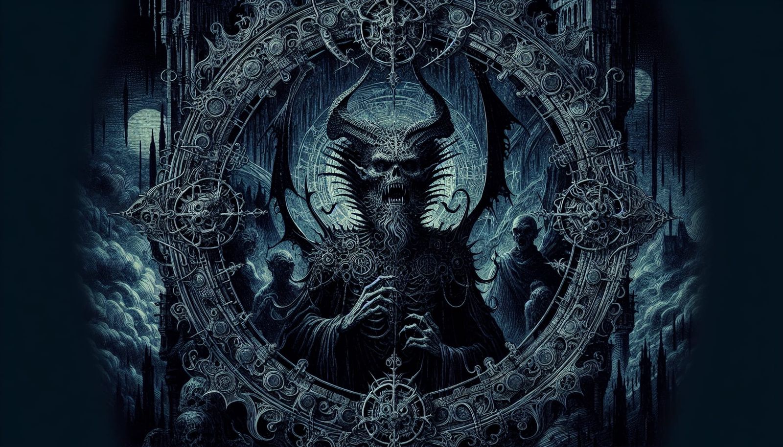 Sinister Vampire in Horrid Form Under Gloomy Moonlight