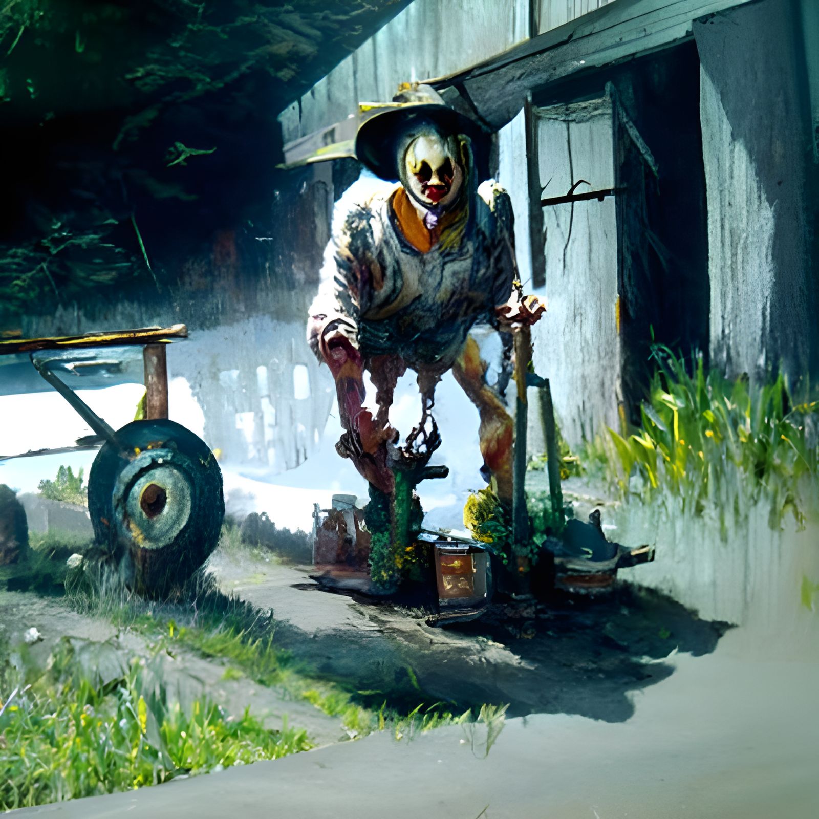 Creepy Farm Game as Oil Painting