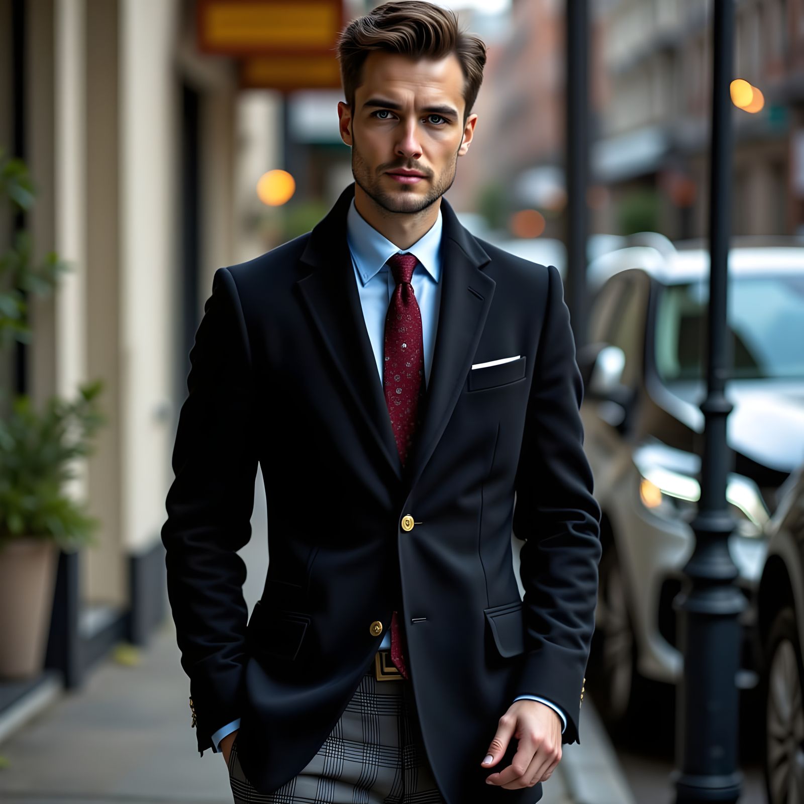 Elegant Businessman in Luxe Cashmere and Glen Plaid