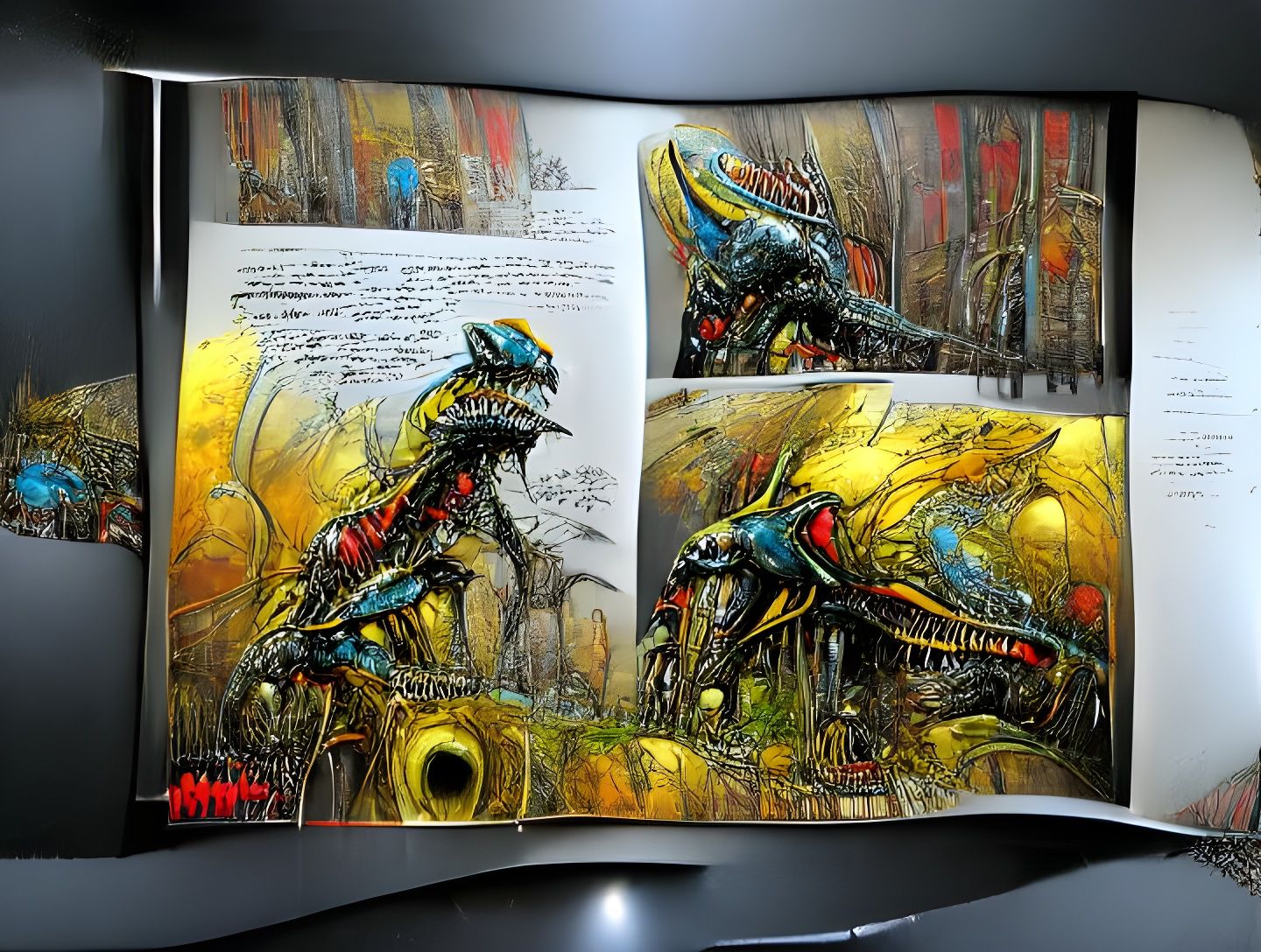 Dinosaur Hybrid Monsters in Druillet-Inspired Illustration