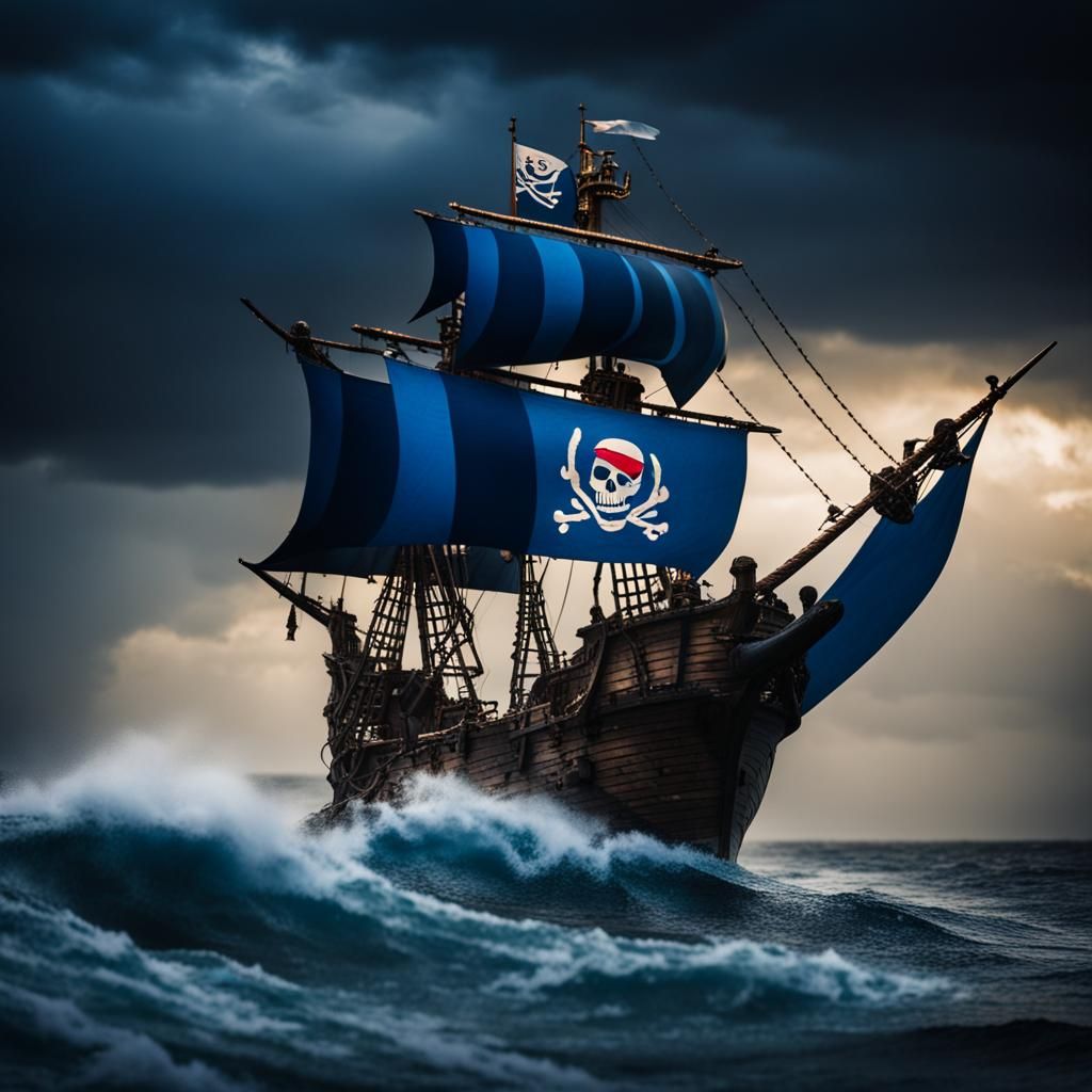 Stormy Seas: Pirate Ship and Sea Serpent