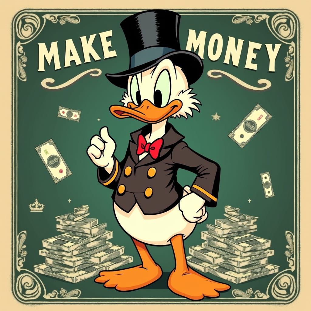 Scrooge McDuck in Vintage Propaganda Poster Style