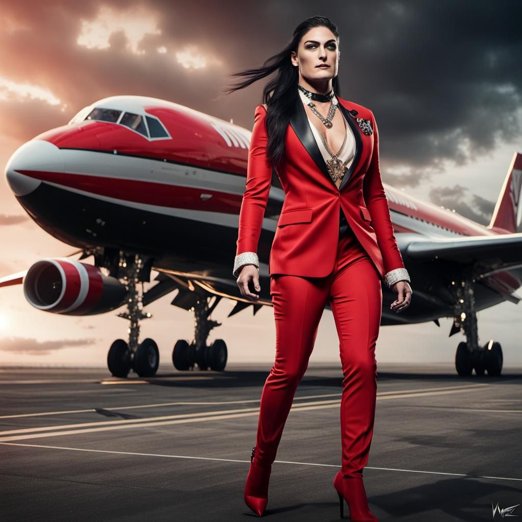 WWE Wrestler Sonya Deville on Runway with Jet