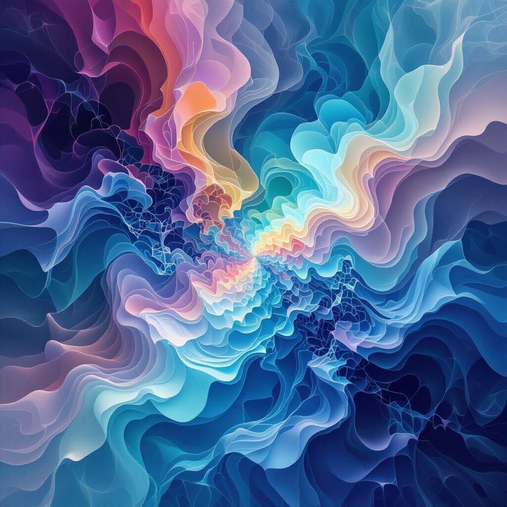 Abstract Surreal World of Liquid Geometry and Shifting Color...