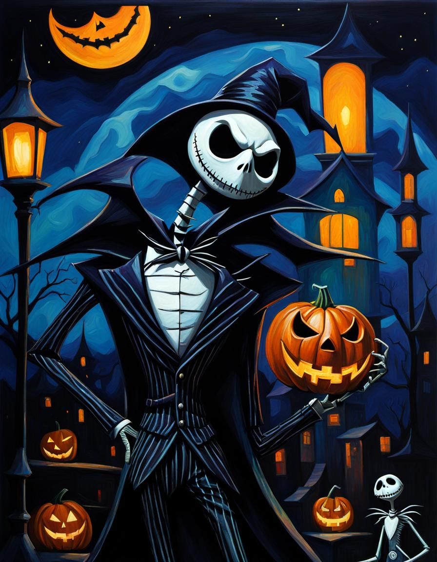 Jack Skellington in Halloween Town: Impasto Cubism