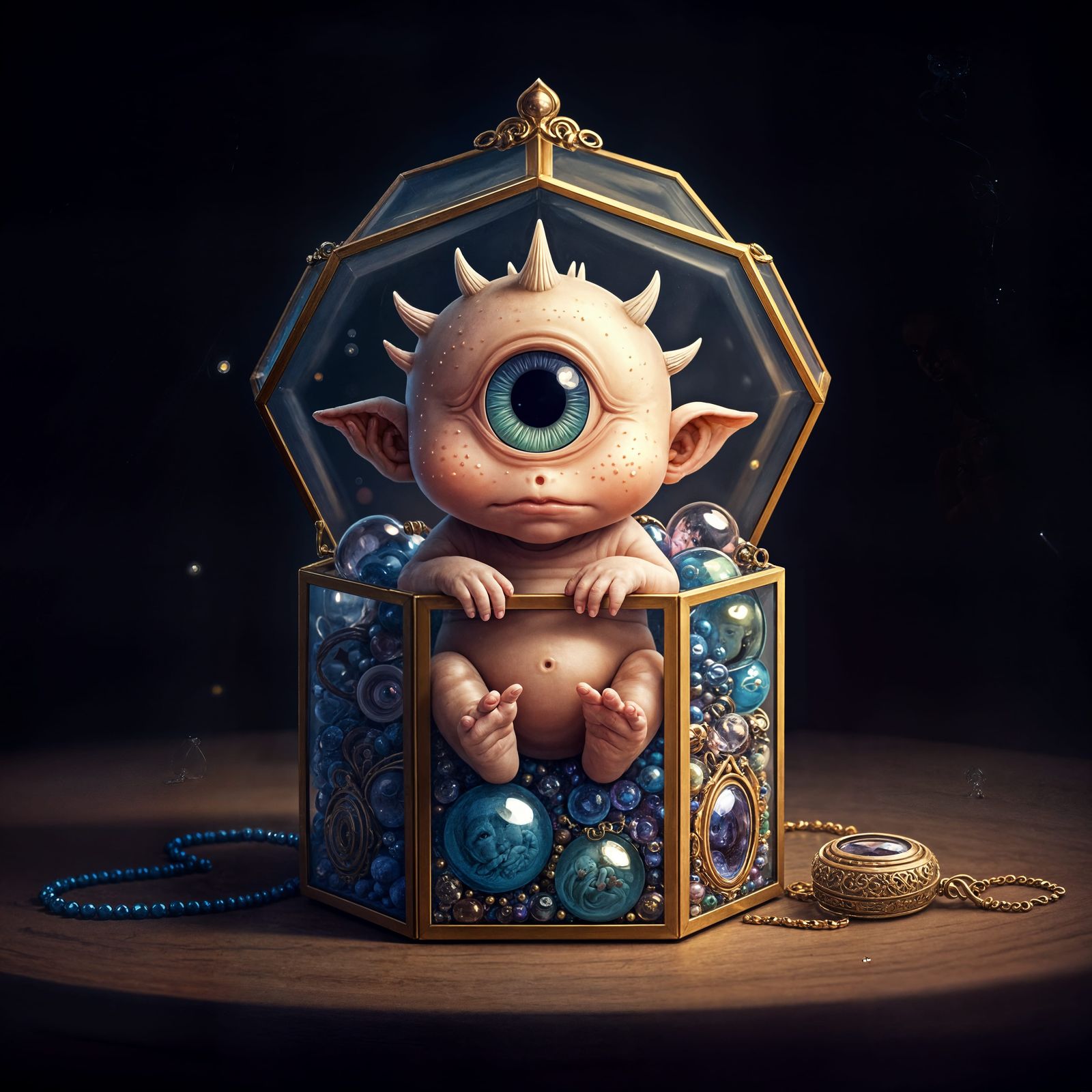Miniature Baby Cyclops in Jewelry Box
