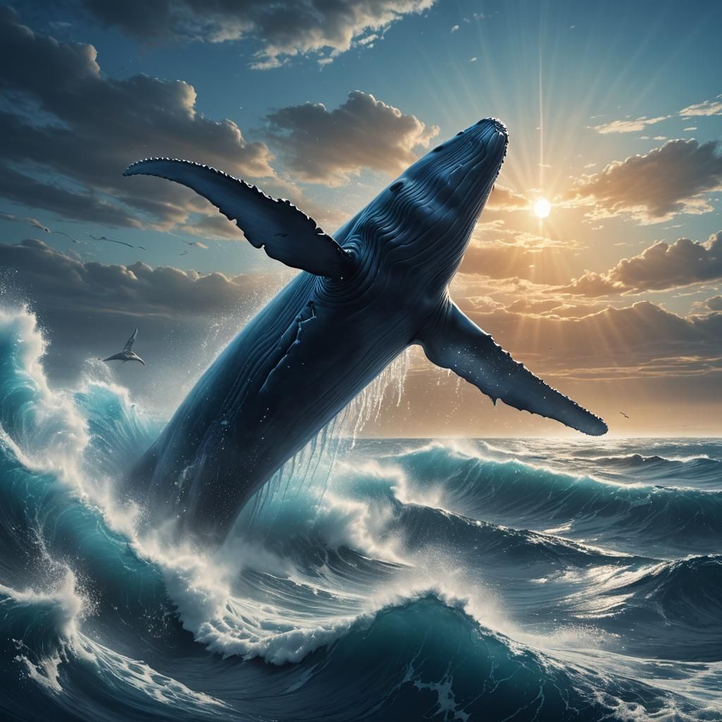Blue Whale Breaching: Digital Matte Painting