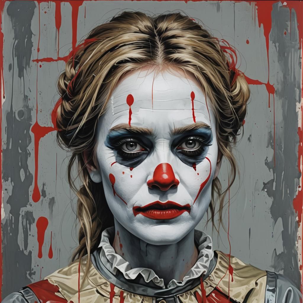 Marcia Brady: Melancholic Clown in Pop Art Style