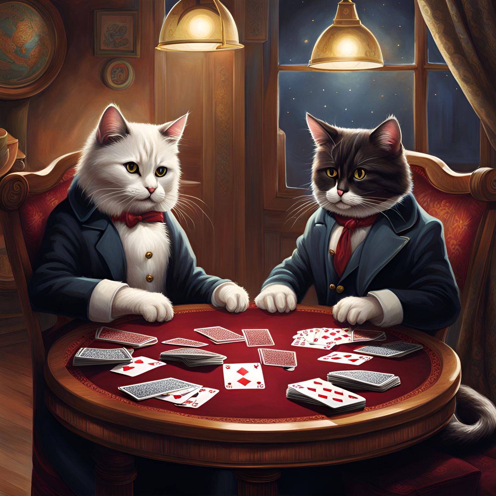 Cats Playing Cards