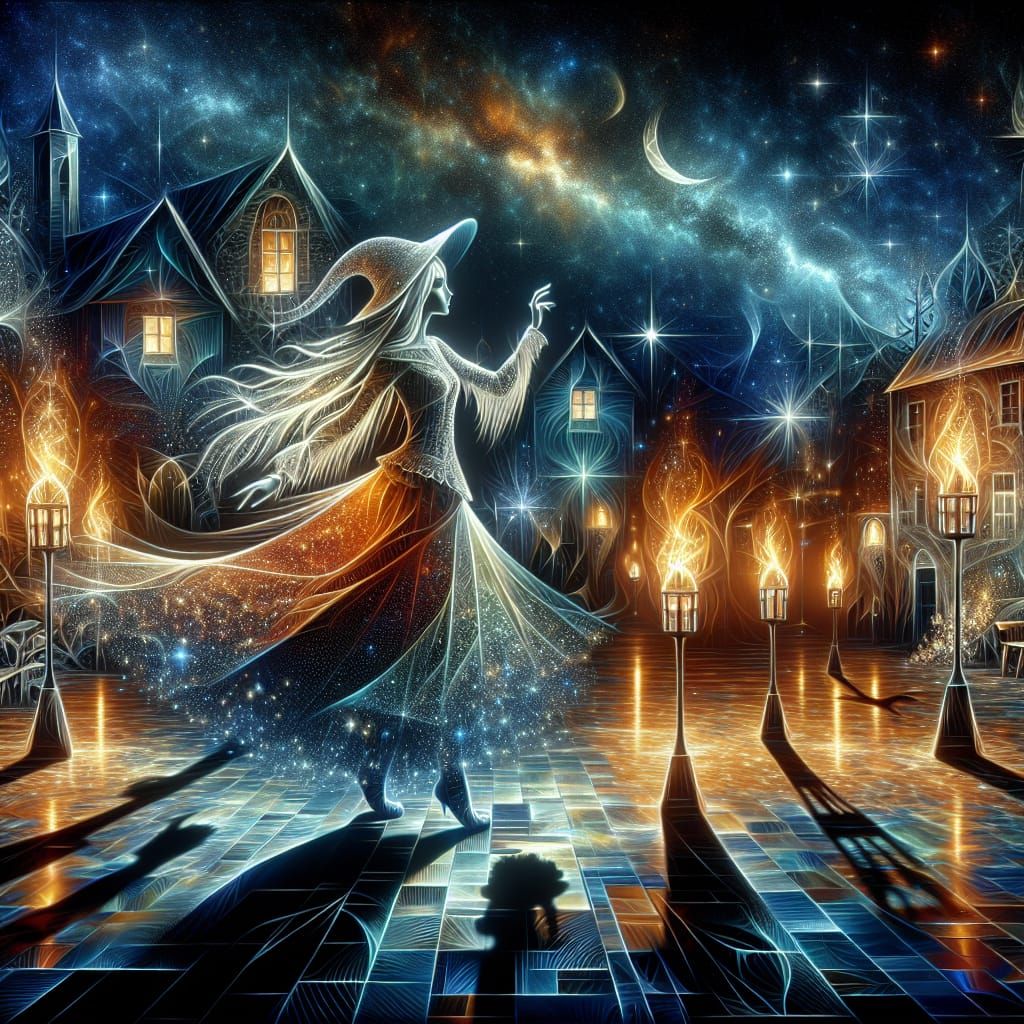 Bilder zum Gedicht (02): WALPURGISNACHT
Mondlicht strahlt durch Wolkenberge,
Flackernde Sterne leuchten wie Teufelsaugen...