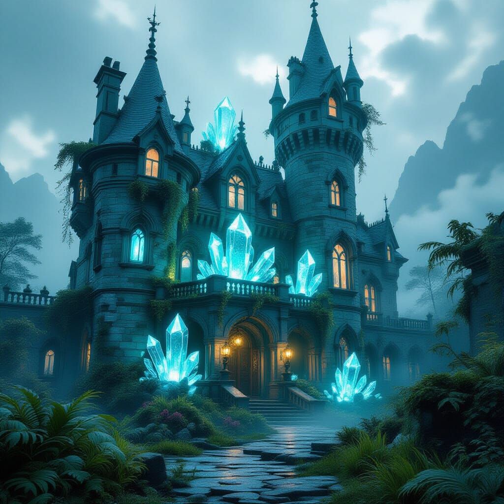 Alien Flora Overgrown Victorian Castle Concept Art