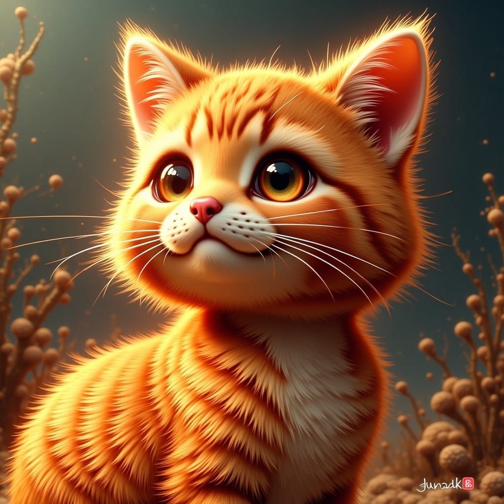 Fluffy Orange Kitten in Hyperrealistic Style