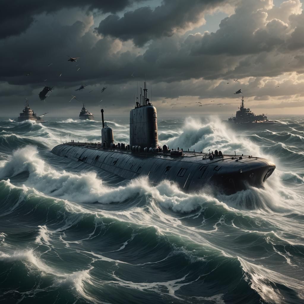 Dramatic Submarine Digital Matte Painting