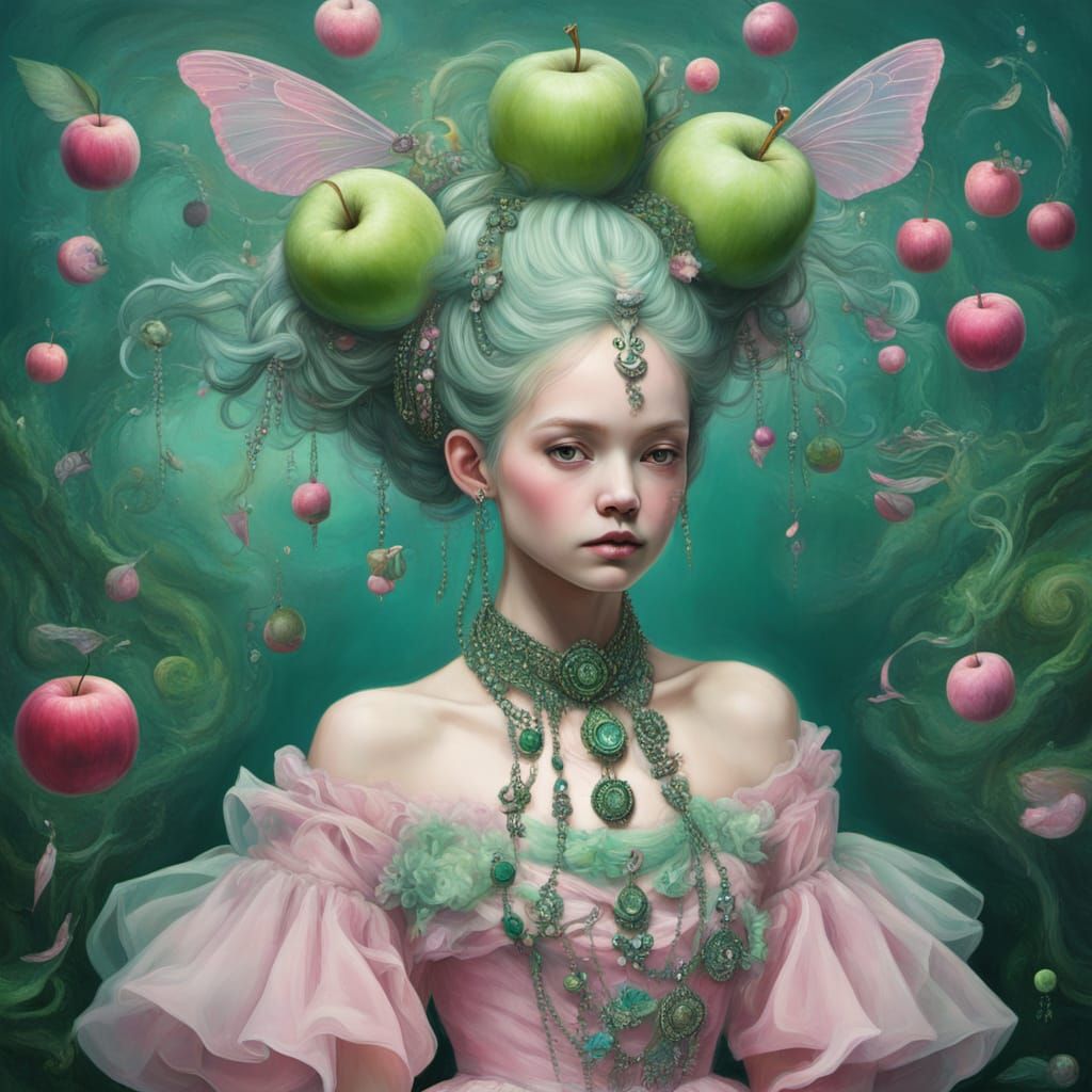 Surreal Granny Apple Rolls in Cyberpunk Style