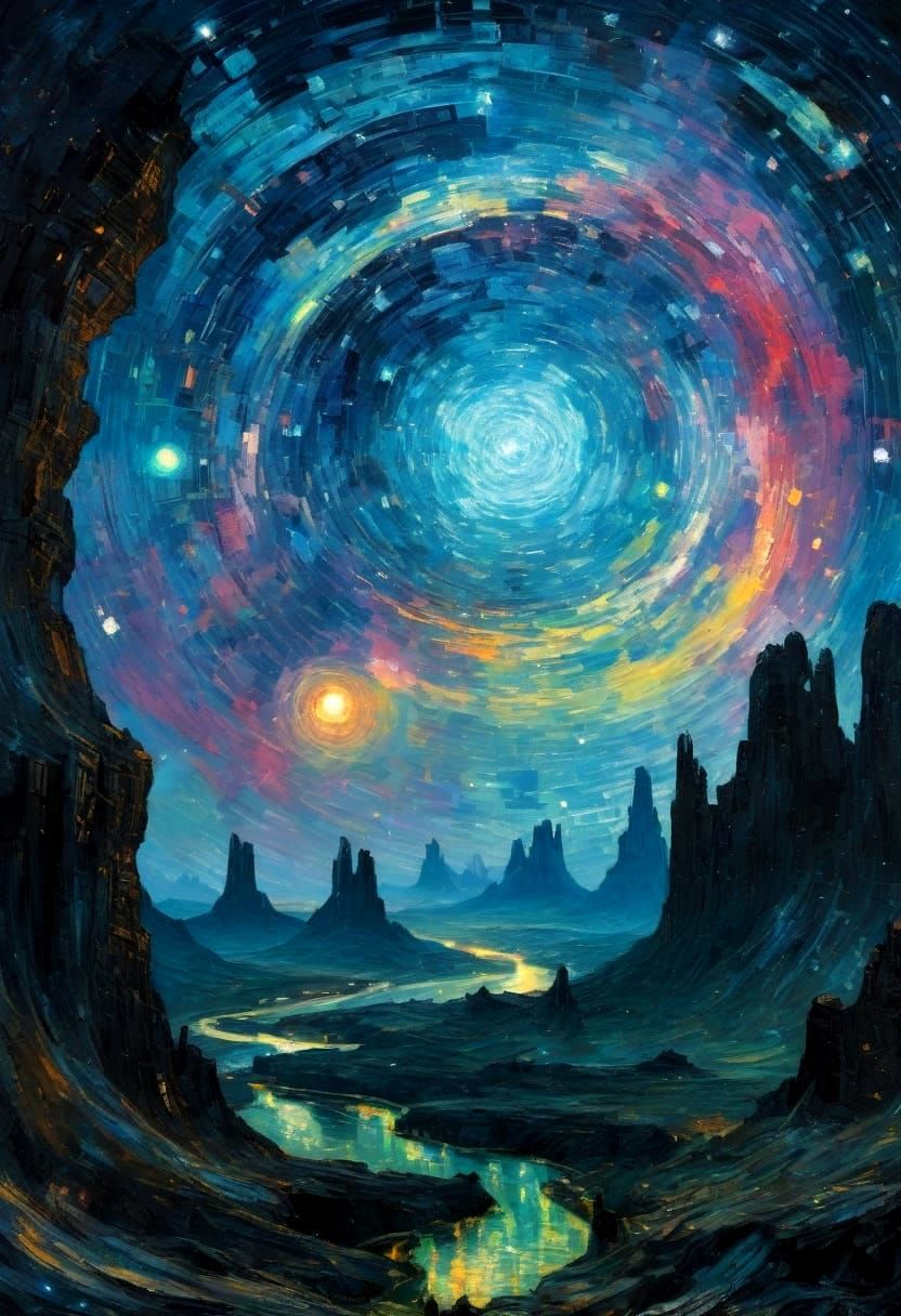 Cosmic Portal in Neo-Impressionist Expressionism
