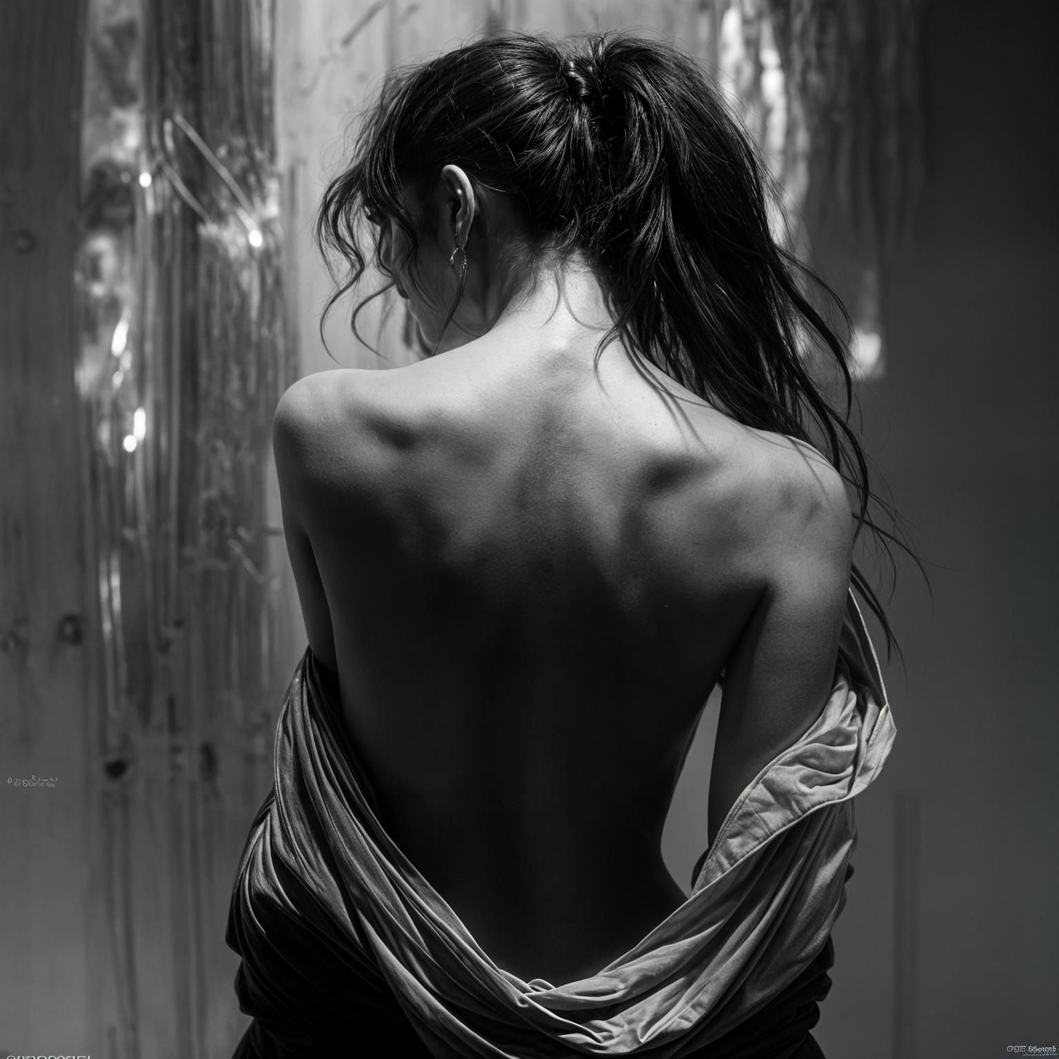 Sensual Woman in Deep Black and White Light, Photorealistic ...