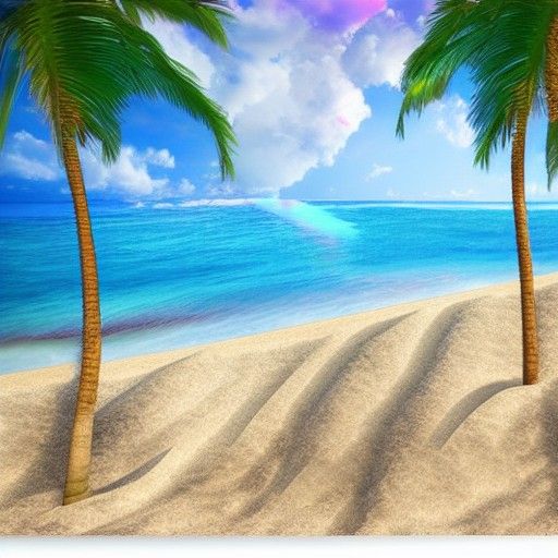 Cosmic Beach with Palm Trees in Astral Illustration
