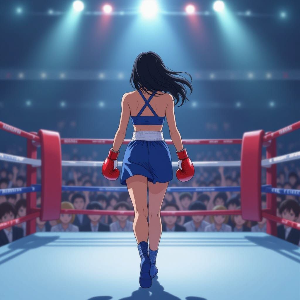 Anime Woman Enters Boxing Ring to Awestruck Crowd