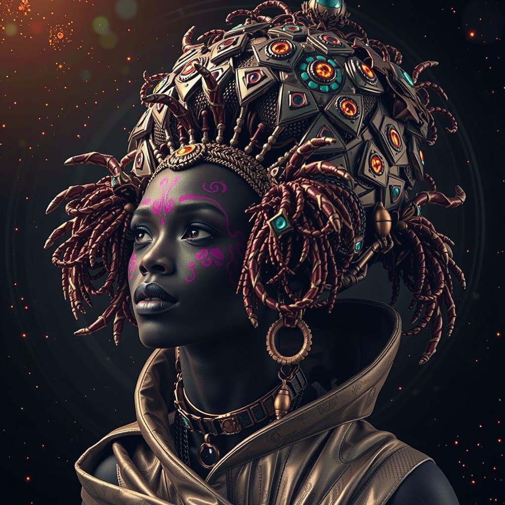 Surreal African Queen in Flamboyant 3D CGI Style