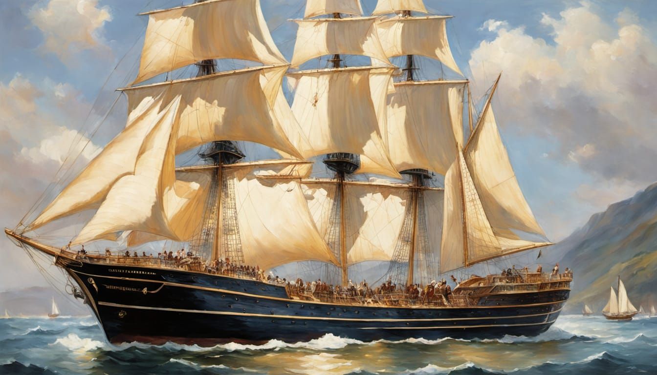 Sailing Voyage in Impressionist Oil Painting Style