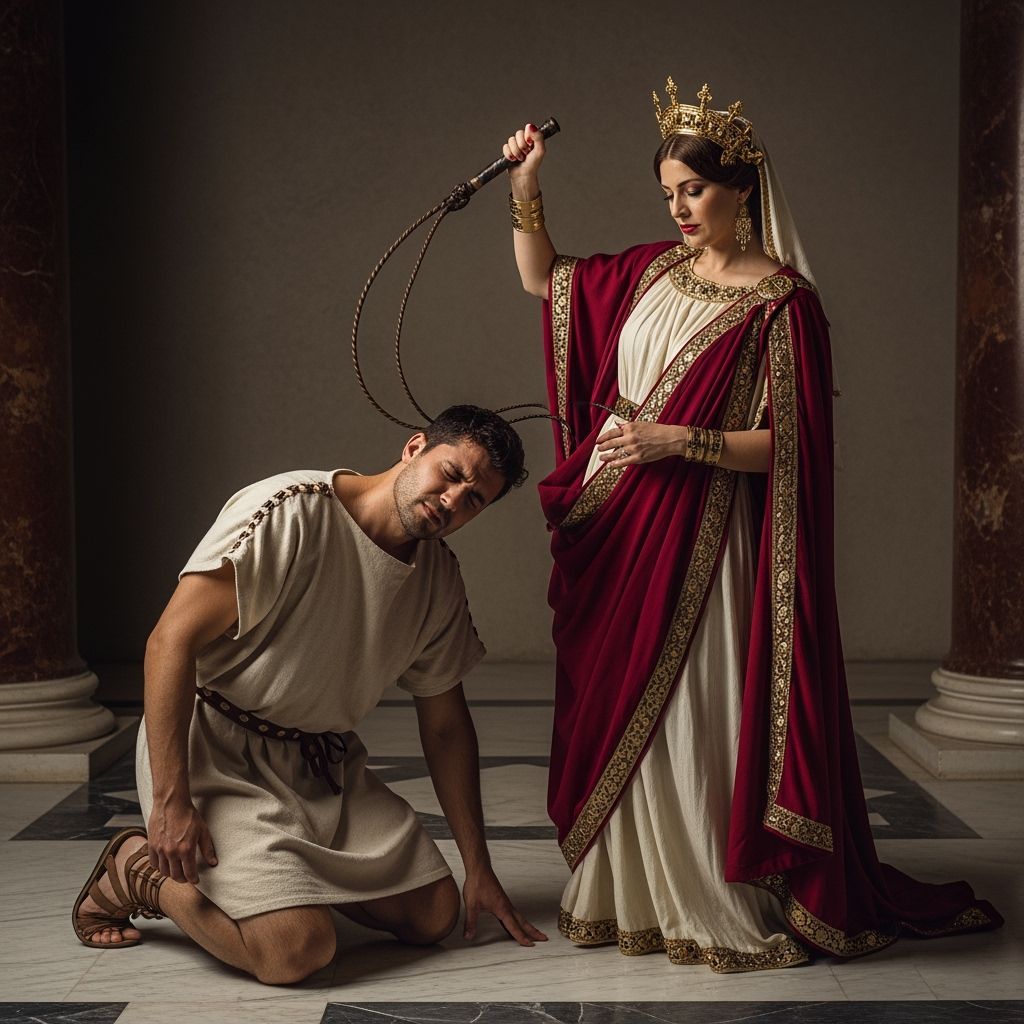 Roman Empress Punishes Servant: Dramatic Photography