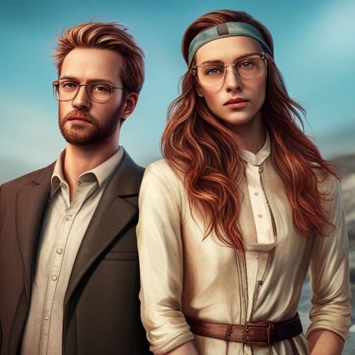 Hyperrealistic 3D Portrait of Stylish Hipsters