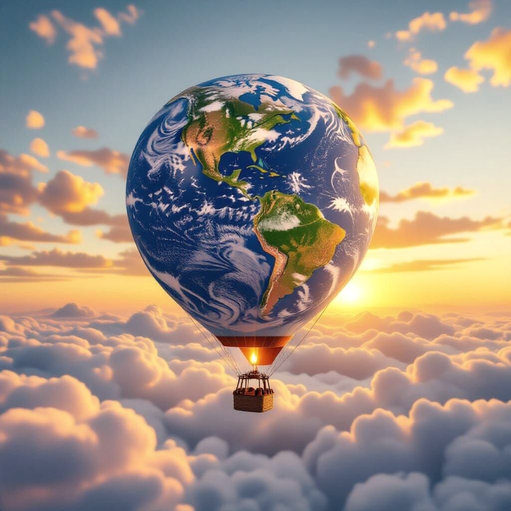 Earth Hot Air Balloon at Sunset