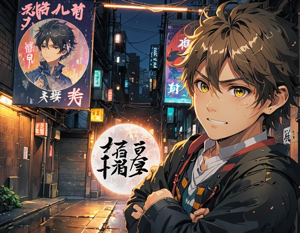 Anime Boy in Alleyway: Key Visual Style