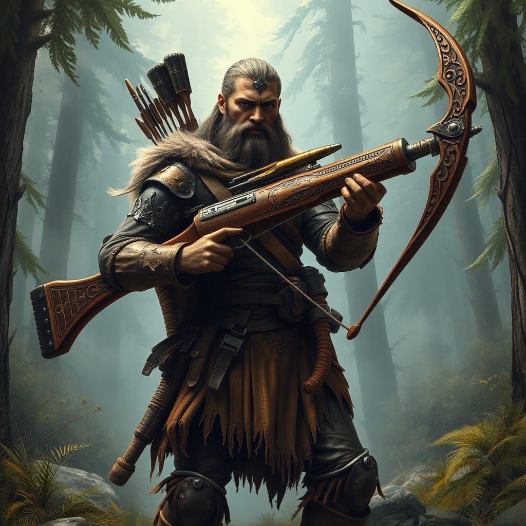 Armored Hunter in Misty Forest with Heavy Bowgun