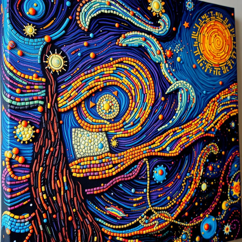 Beaded Galaxy in Post-Impressionist Style