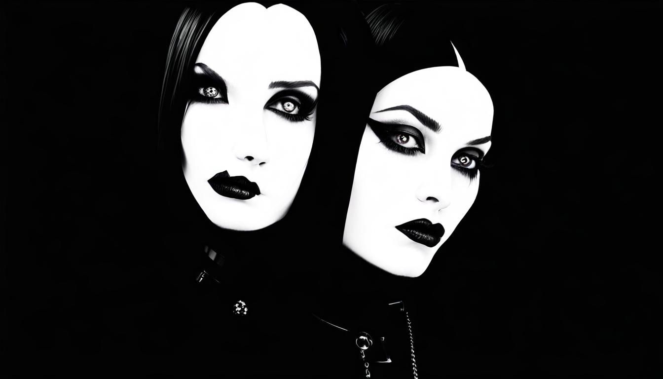 Gothic Fashion Model in Coffee Shop