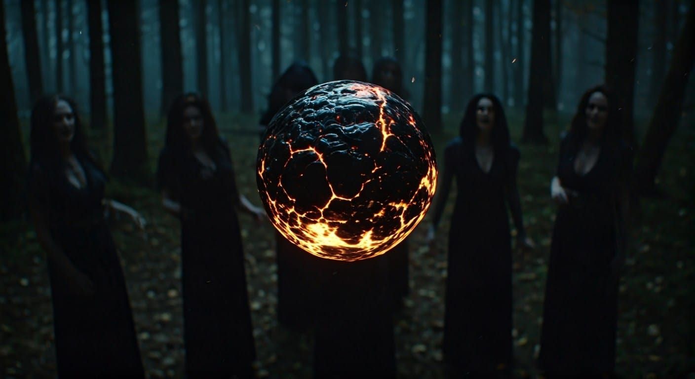 Glowing Orb Above Witches' Coven at Night