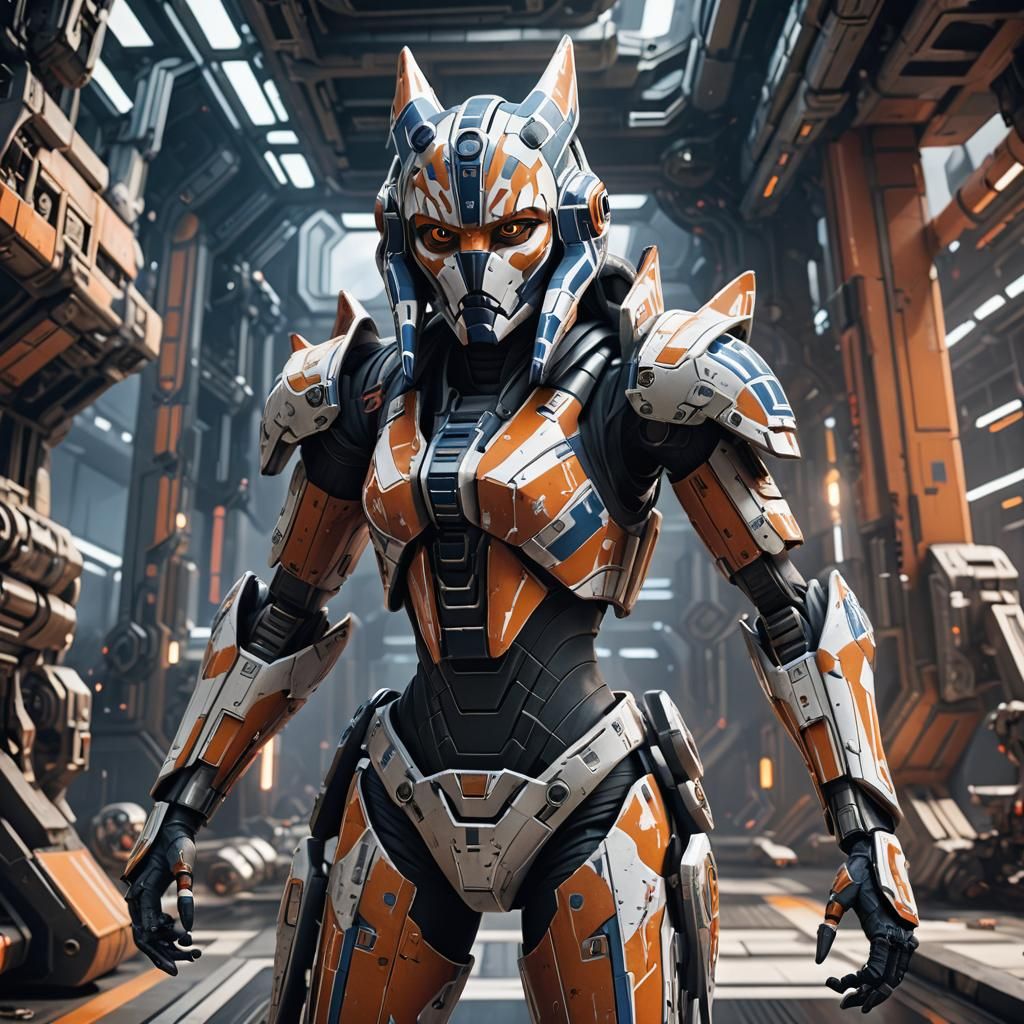 Futuristic Ahsoka Tano with Intricate Mech Details