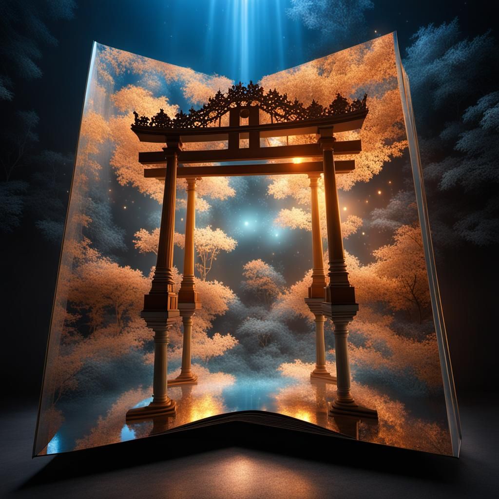 Ethereal Metaverse Pop-Up Book in Hiroshige Style