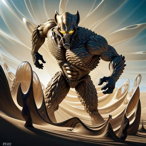 Sand Creature Dissolving into Swirl of Sand