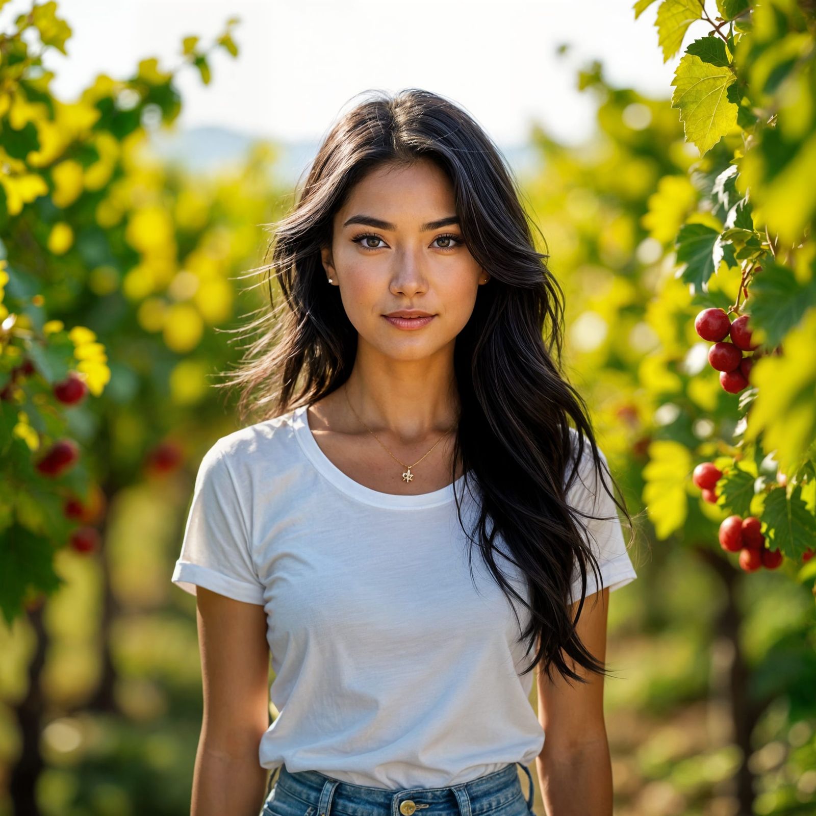 Hyper Realistic Portrait of Teresa Chong in Vineyard