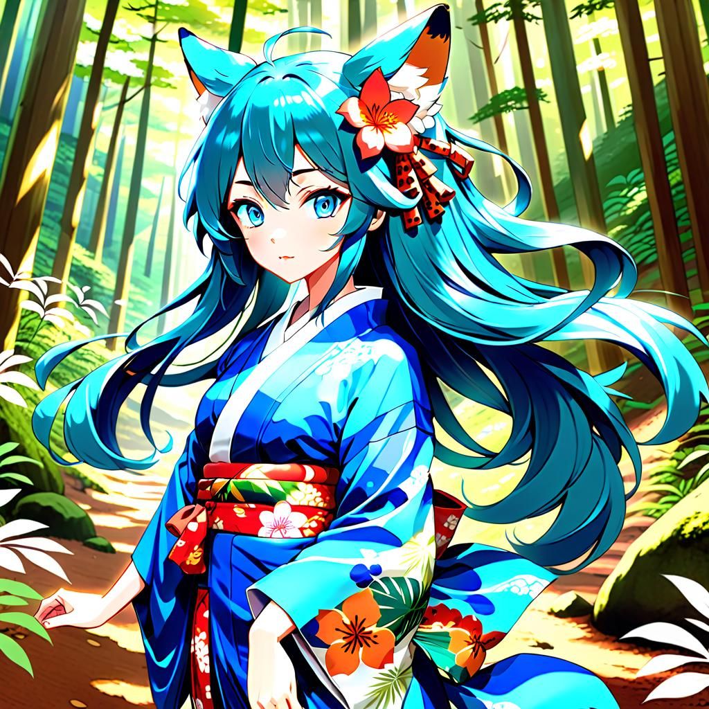 Anime Fox-Girl in Izu Forest: Cel-Shaded Manga Scan