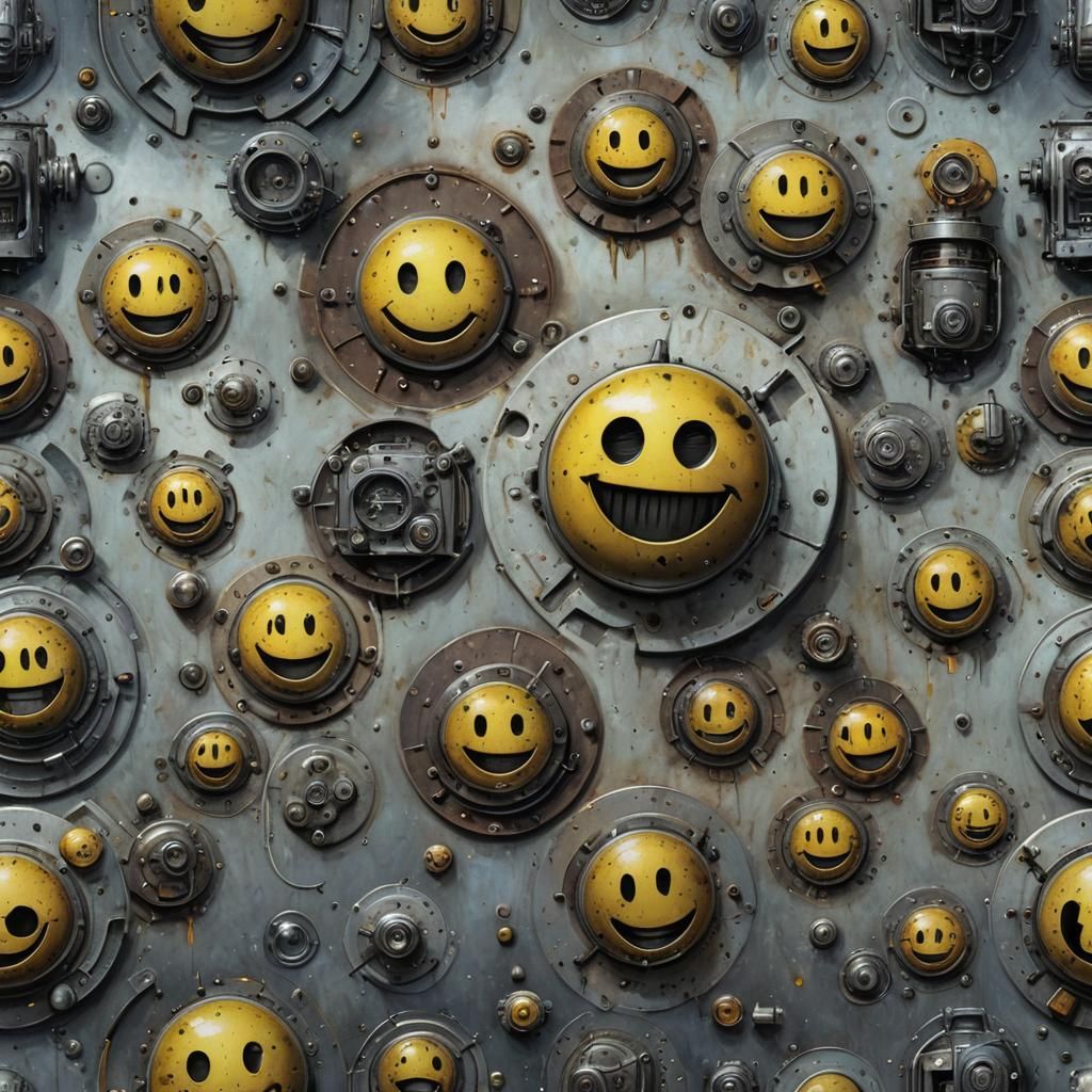 Hyperrealistic Acid Smiley Robot in Outer Space