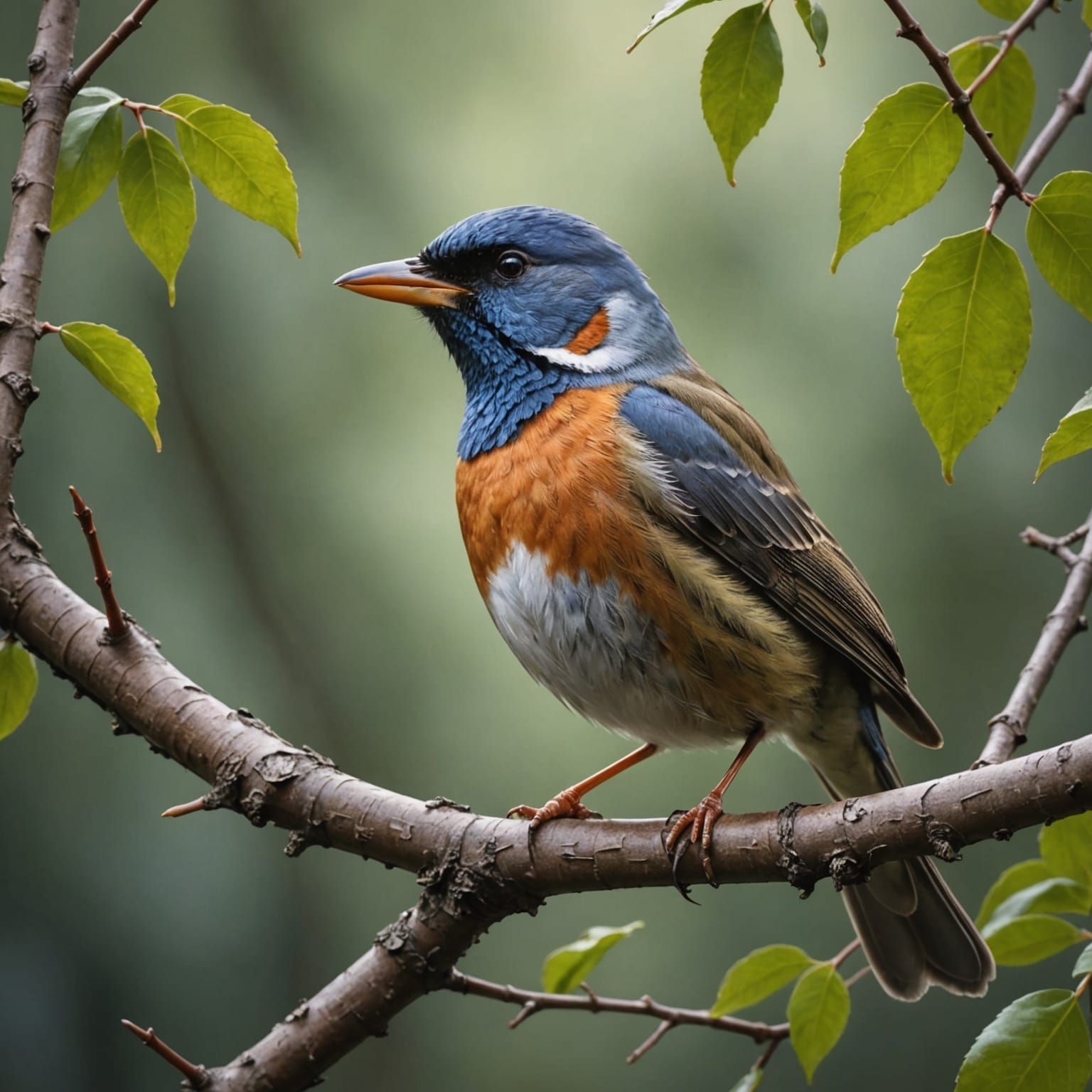 Bird Singing on Branch in Photorealistic Style