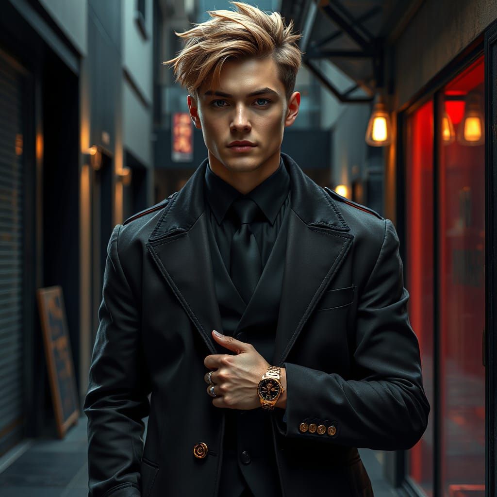 Sleek Mafia Boss in Urban Nightlife