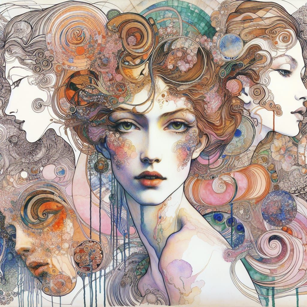 Ethereal Goddess Eden: Expressionist Mixed Media Artwork