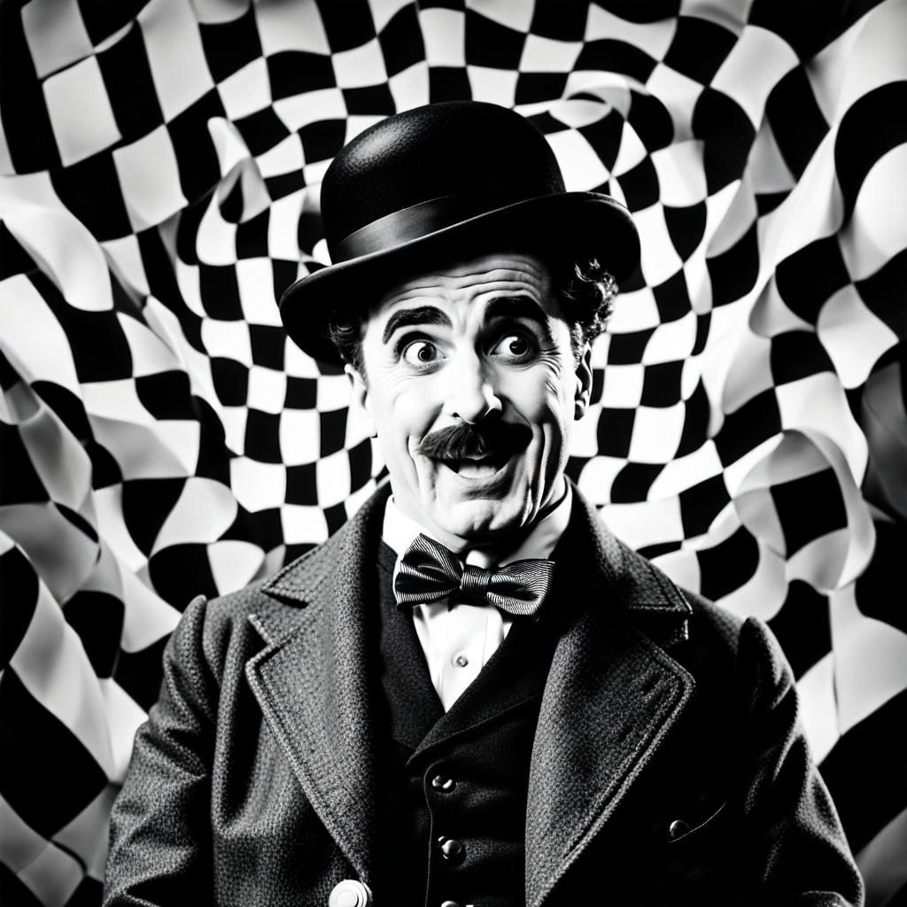 Surreal Black and White Portrait Inspired by Chaplin