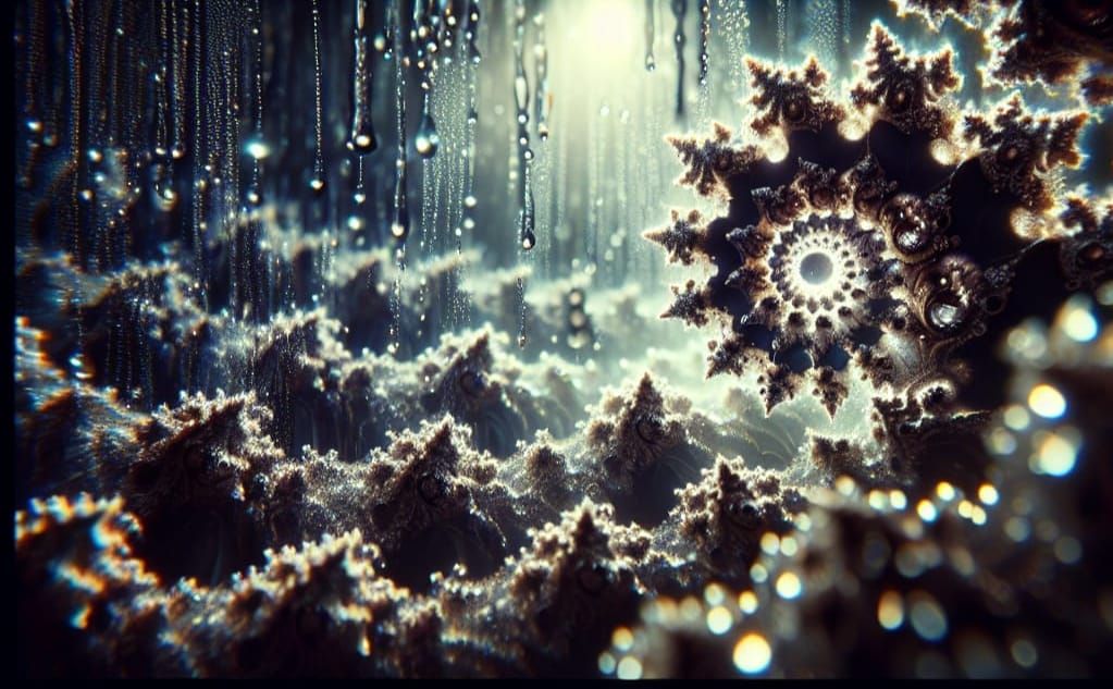 Raindrop Fractals in Cinematic 35mm Film Style