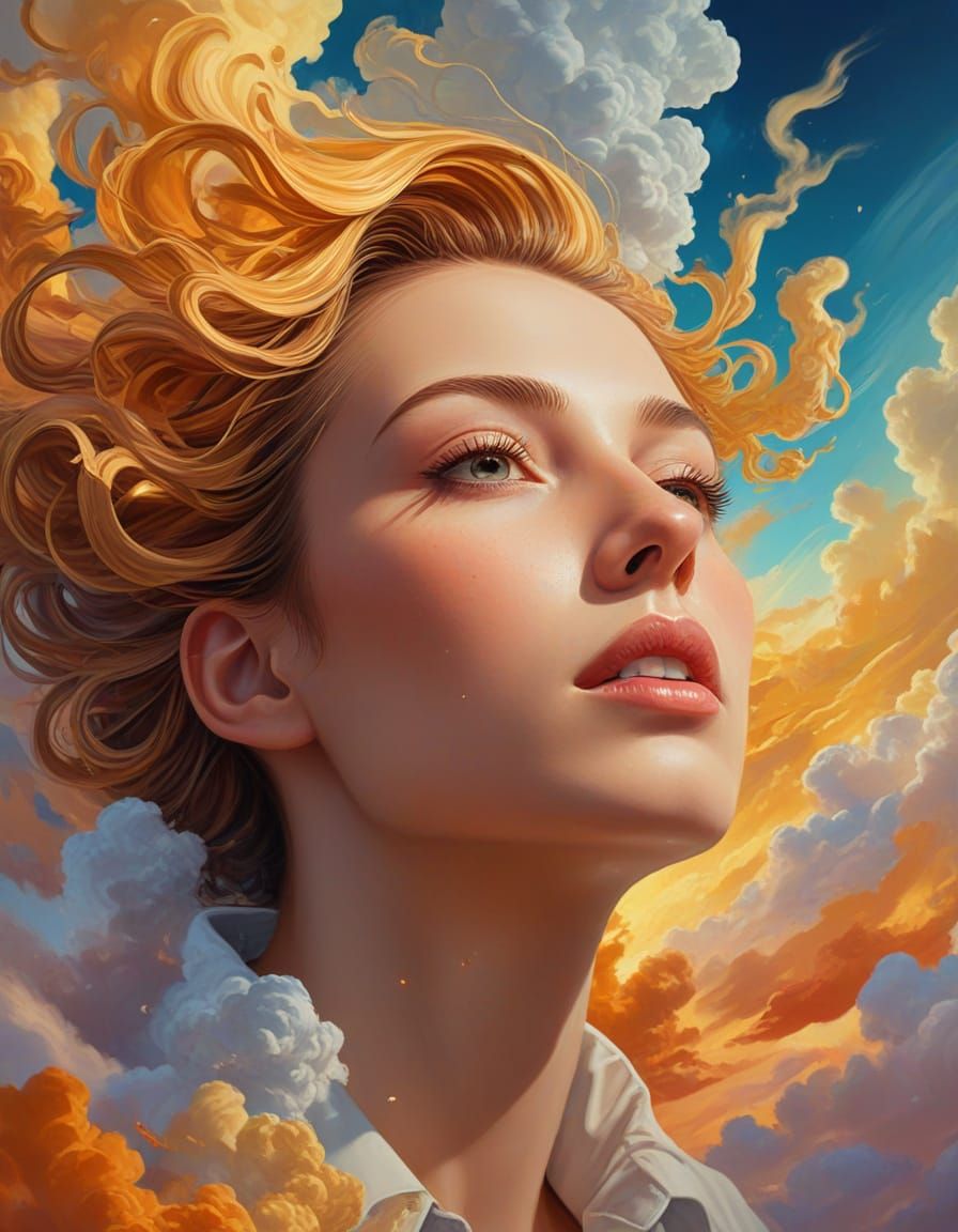 Vibrant Surrealist Portrait of Imagination in Oil